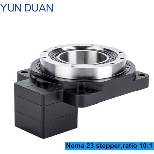 85mm high precision electric rotating table Flange output hollow rotating platform gearbox 10:1 for Nema23 stepper motor
