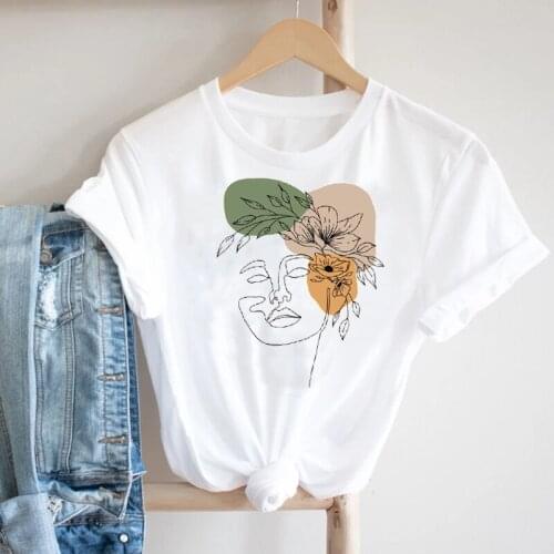 Women Short Sleeve Tshirts Face Mujer Camisetas 90s Cute Fashion Clothes Print Oversized Tshirt Female Tee Top Graphic Clothing