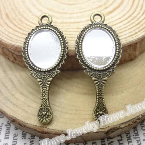 20 pcs Vintage Charms Mirror Pendant Antique bronze Fit Bracelets Necklace DIY Metal Jewelry Making