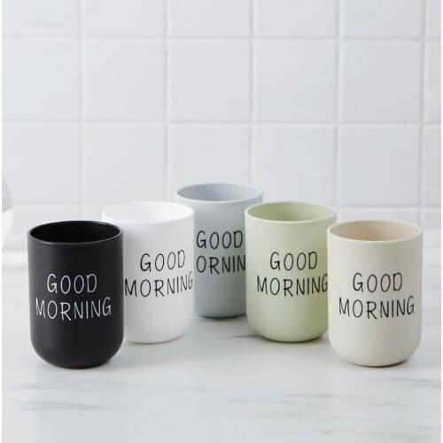 2019 Bathroom Tumblers Toothbrush Cup Circular Simple Plain Cup Couple Tooth Cup Good Morning 328A