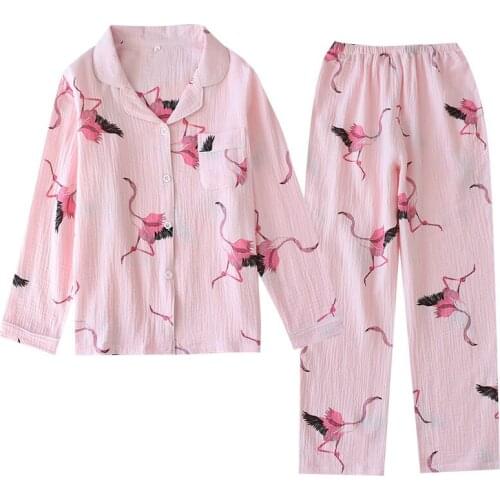 2020 Spring summer pajamas sets women 100% cotton casual sleepwear long sleeve quality pyjamas women cartoon homewear