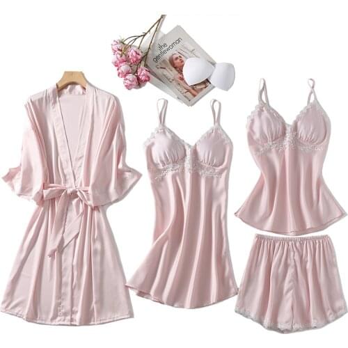 2021 Summer Women Lace Pajamas Sets Sexy Sling Nightgown Rayon Robe Suit Bride Dressing Kimono Bathrobe Gown Sleepshirt Homewear