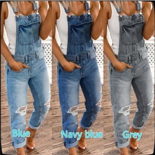 2021 new ladies overalls with holes in washable slim fit overalls overalls overalls womens trousers jeans woman