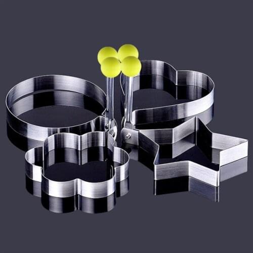4styles Stainless Steel DIY Fried Egg Mold Cute Shaped Pancake Rings Mold Kitchen Tools Egg Decoration Tool
