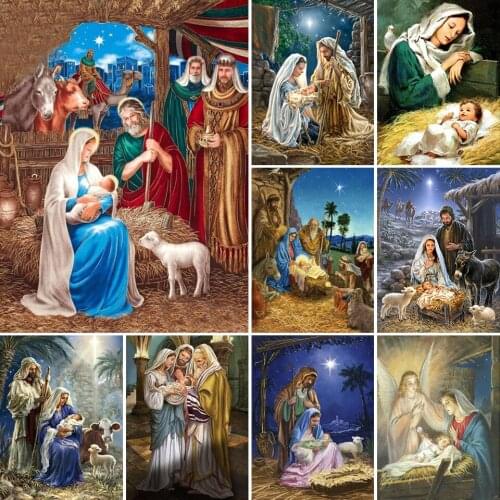 5D DIY Diamond Painting Religious Cross Stitch Kit Full Drill Square Embroidery Picture of Rhinestones Mosaic Religious Icons