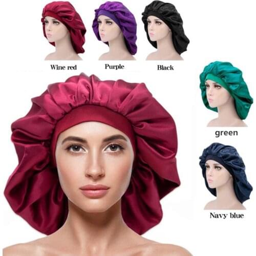 Extra Large Satin Sleep Cap Night Sleep Cap Big Elastic Bonnet Hat Women Men Waterproof Bath Shower Hair Care Protect Cap