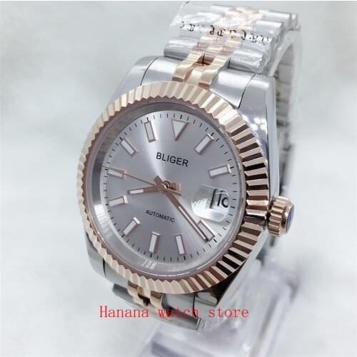 39mm bliger sterile watch dial automatic men watch miyota 8215 automatic movement rose gold plated auto date sapphire glass