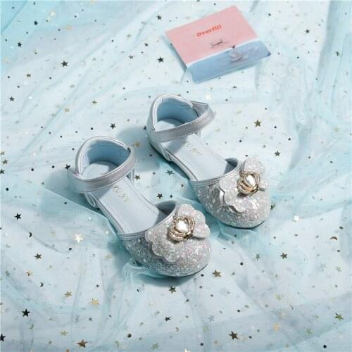 Childrens shoes 2021 summer new sequined Girls princess shoes fashion soft sole Beef tendon childrens single shoes