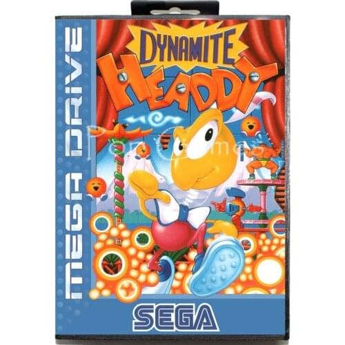 Dynamite Headdy with Box for 16 bit Sega MD Game Card for Mega Drive for Genesis Video Console
