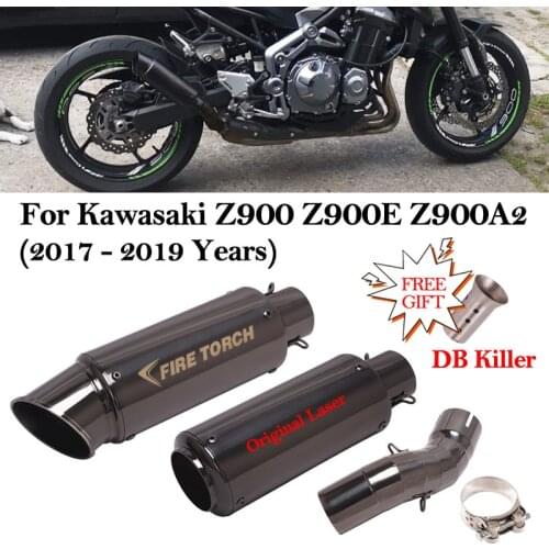 Motorcycle Exhaust Escape Moto 51MM DB Killer Modified Muffler Bike Mid Link Pipe For Kawasaki Z900 Z900E Z900A2 2017 2018 2019