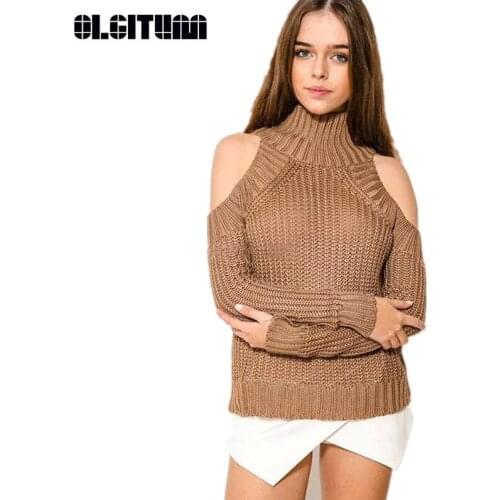 2020 Hot Sale Women Fashion Pullover Apparel Turtleneck Off Shoulder Knitted Sweater SW107