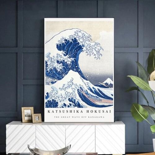 Hokusai The Great Wave Katsushika Hokusai Exhibition Canvas Painting Vintage Poster and Print Wall Art Picture Home Decoration
