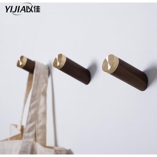 Unique design brass wood Japanese style decoration hooks living room coat hook