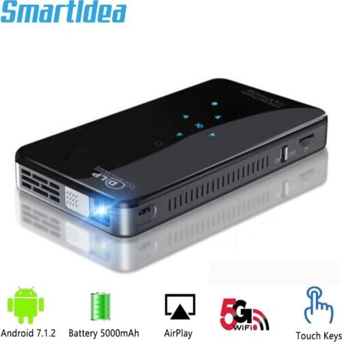 SmartIdea X2 Android7.1 mini phone projector 200lumen 5G wifi bluetooth battery for 3hours play touch keys HD-In 1080P Beamer