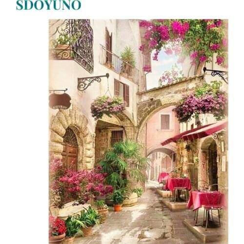 SDOYUNO 60x75cm Paint By Numbers Landscape DIY Oil Painting By Numbers On Canvas Scenery Frameless Digital Hand Painting Decor