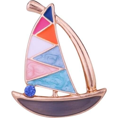 New Fashion Sailing Brooch Enamel Pin Badge Suit Sweater Cardigan Lapel Pins and Brooches for Women Men Jewelry Accessories