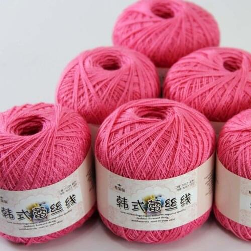 New Soft 6ballsx50g Hand Cotton Lace Wool Yarn Crochet Shawl Scarf Knitting 16103 Berry Pink