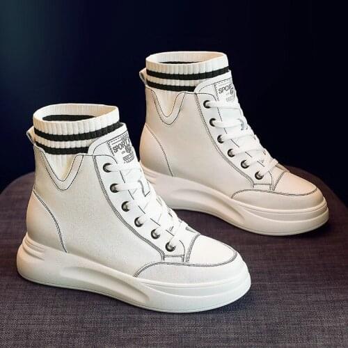 2021 New Autumn Genuine Leather Martin Boots Womens Shoes Thick-soled Inner Heightening Short Boots Single Boots Ins Tide