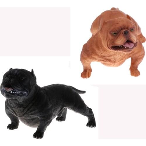 2pcs Realistic American Bully Pitbull Animal Bulldog Figure Toy Collectibles