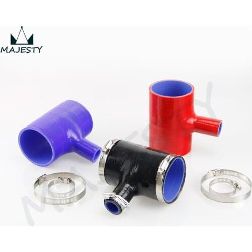 SILICONE HOSE T-Piece T SHAPE 63mm 2.48" for 25mm ID BOV 3 way+Clamps black/blue/red