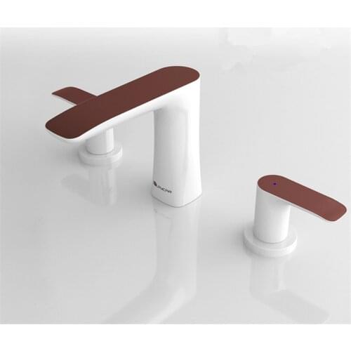 Bathroom Widespread Basin Faucet Solid Brass Sink Mixer Tap Hot & Cold Lavatory Crane 2 Handle 3 Hole Bathtub Faucet Rose Gold