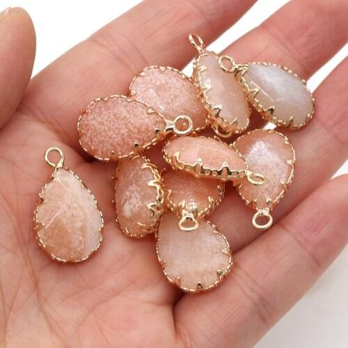 New Pink Aventurines Jades Connectors Natural Stone Water Drop Shape Connectors Charms and Fashion Size 14x23mm