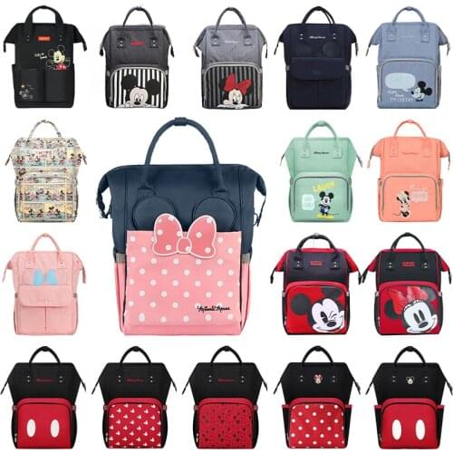 Disney Cartoon Diaper Bag With USB Minnie Mickey Big Capacity Travel Oxford Feeding Baby Mummy Handbag Stroller Bag Baby Huge