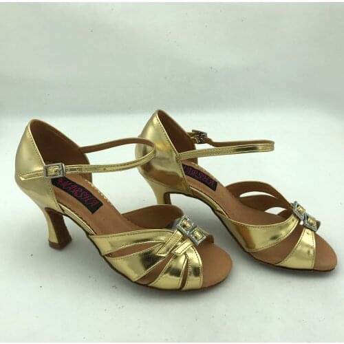 7.5cm heel Gold Latin Dance Shoes For women Salsa shoes pratice shoes comfortable latin shoes MS6214GP low heel available