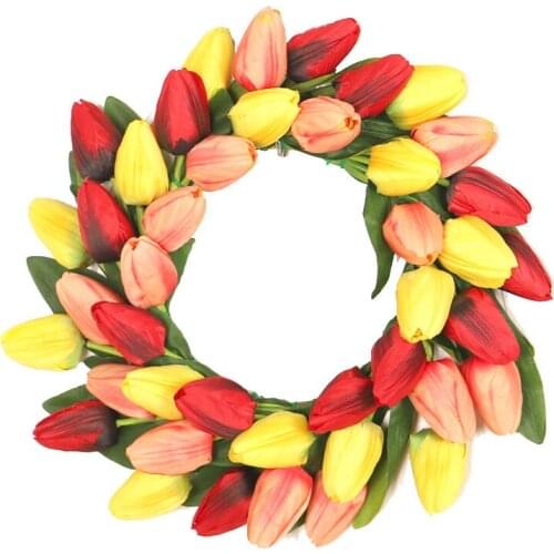 Tulip Garland Flower Wreath Simulation Cloth Tulip Wreath Home Decor Artificial Flowers Wedding Decoration Party Decoration Home