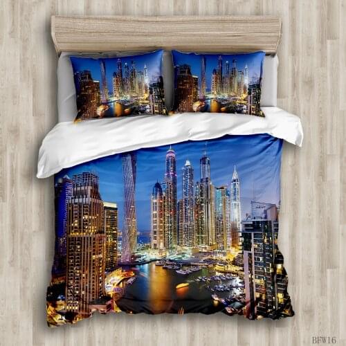 3D print City night scene printing comforte bedding set duvet cover home textile bedroom bedding cover with pillow cover