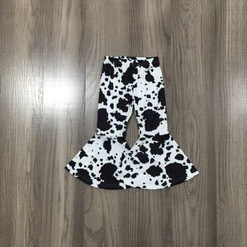 GirlyMax Spring Girls Long Bell Bottom Cow Print Pants