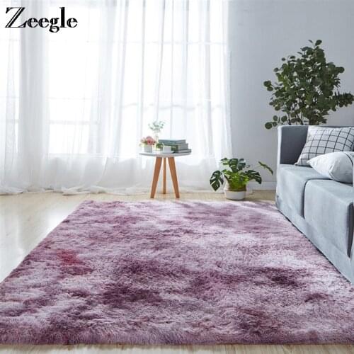 Zeegle Fluffy Carpet Polyester Soft Sofa Area Rug Foot Mat Large Size Decoration Living Room Rug Bedside Carpet Mat Floor Rug