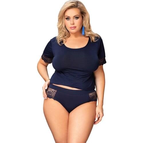 Woman Casual Plus Size Pajamas Suit Summer O-Neck Short Sleeve Tops Shorts Sleepwear Set Female Solid Oversize Loungewear 5XL