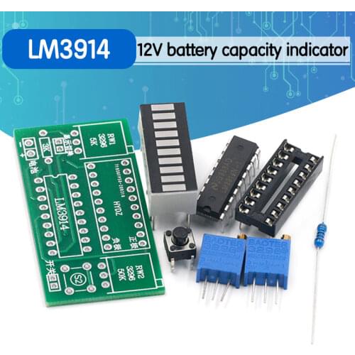 LM3914 10 Segment 3.7V Lithium 12V Battery Capacity Indicator Module Power Level Tester LED Display Electronic DIY Kits