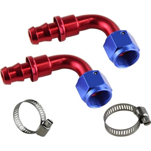 AN8 90 Degree Push On Lock Socketless Oil Fuel Line Hose End Fitting Adapter