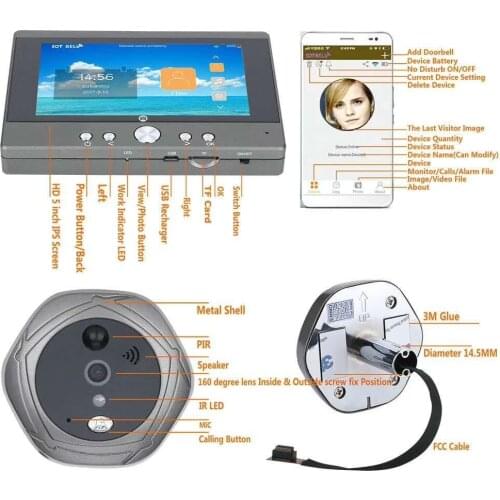 4.3 Inch 8000Mah 2MP 165 Degree WIFI Doorbell Intercom Video Door Phone