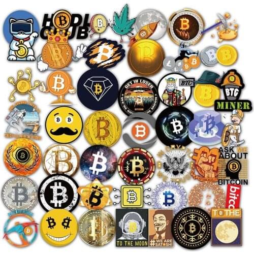 50Pcs Bitcoin Style StickersLaptop Guitar Motorcycle Luggage Skateboard Bicycle Waterproof Sticker Kids Toys