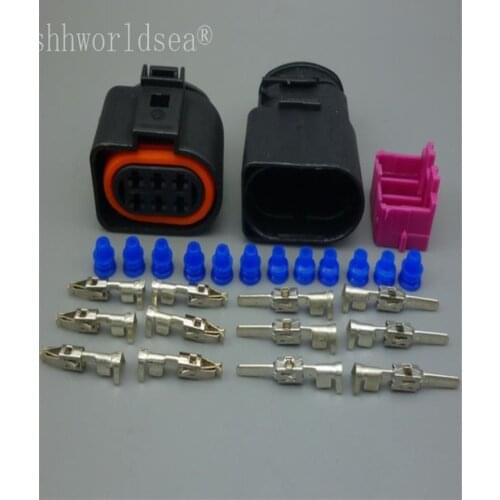 Shhworldsea 6 pin 3.5mm car auto plug LSU 4.2 waterproof Oxygen Sensor Connector For VW for AUDI PASSAT 1J0973733 1J0 973 733