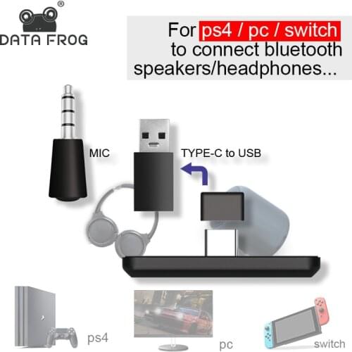 Data Frog Support Bluetooth USB/Type-C Adapter for NS Audio mike Bluetooth-Compatible Receiver for PS4 Console/PC Converter