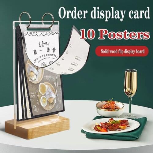 Acrylic Display Stand Solid Wood Flip Board Activity Page Hotel Logo Order Meal Promotional Furnishing Supplies Dining Menu