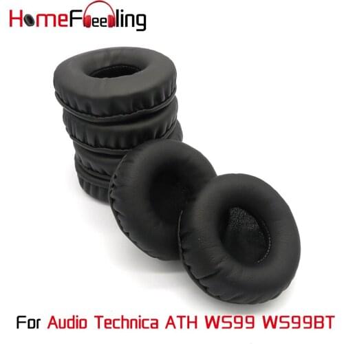Homefeeling Ear Pads For Audio Technica ATH WS99 WS99BT Earpads Round Universal Leahter Repalcement Parts Ear Cushions