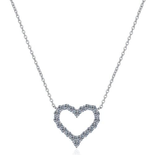 ANZIW 925 Sterling Silver Round Cut Moissanite Diamond Heart Pendant Necklace For Women Classic Pendant Necklace Jewelry Gift