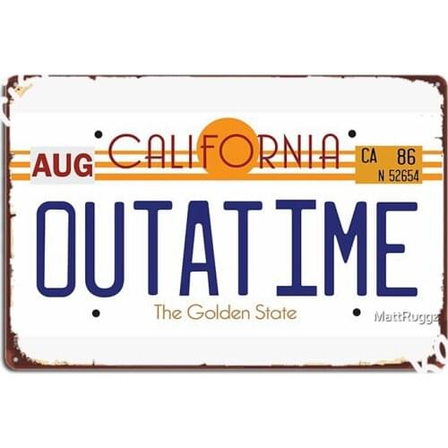 'Back To The Future' Outatime Delorean License Plate Metal Signs Poster Designing Wall Cinema Garage Tin sign Posters