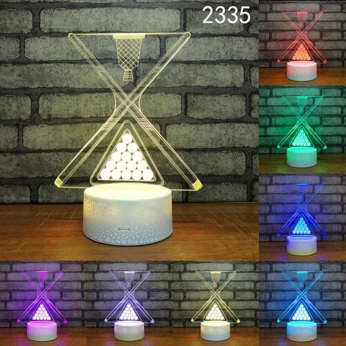 Billiards Pools Snooker 3D 7 Color Lamp Visual Led Night Lights Kids Touch Usb Table Lampara Lampe Baby Sleeping Nightlight