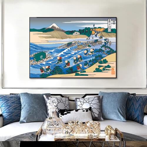 Wielka Fala W Kanagawie Art Canvas Painting Japanese Wave Wall Art Posters and Prints Cartoon Pictures for Living Room Decor