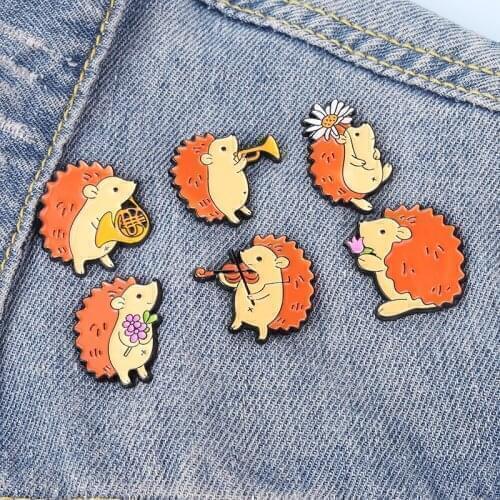 Cartoons Hedgehog Lapel Pins Fashion Anime Badges Woman Enamel Brooches For Backpack Hijab Pins Aesthetic Brooch For Clothes