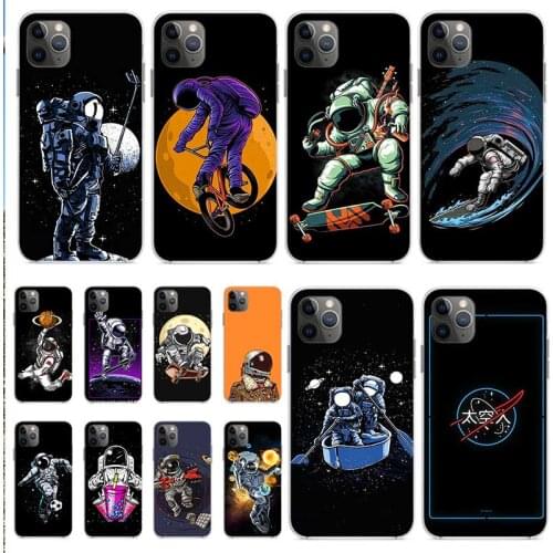 Spaceman Movement Interesting Pattern Cover Soft TPU Phone Case For Iphone Xs Max XR 10 X 11 12 Mini 7 8 Plus 6s 6 SE 2020 Shell