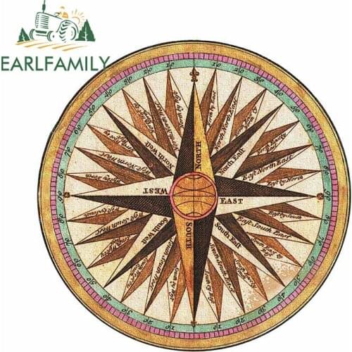 EARLFAMILY 13cm x 12.8cm For COMPASS ANTIQUE Car Stickers Funny Car Decal Waterproof Personality Creative Sticker Bumper Decor