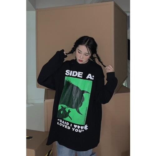 Harajuku punk Print Long Sleeve T-shirt for women oversize casual men and women hip hop ins early autumn tees