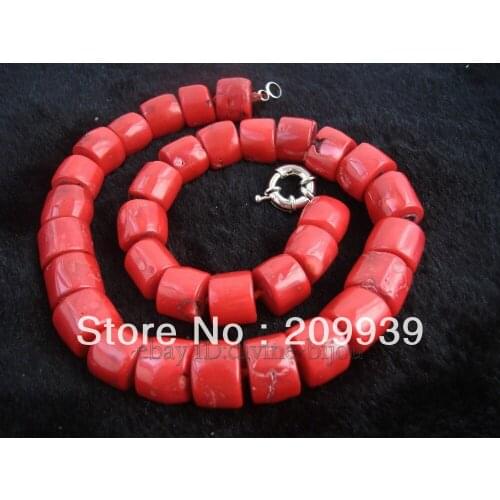 Huij 002711 HOT SALE ! RED CORAL BEADS NECKLACE 18